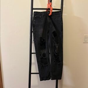 Black Distressed Ripped Jeans